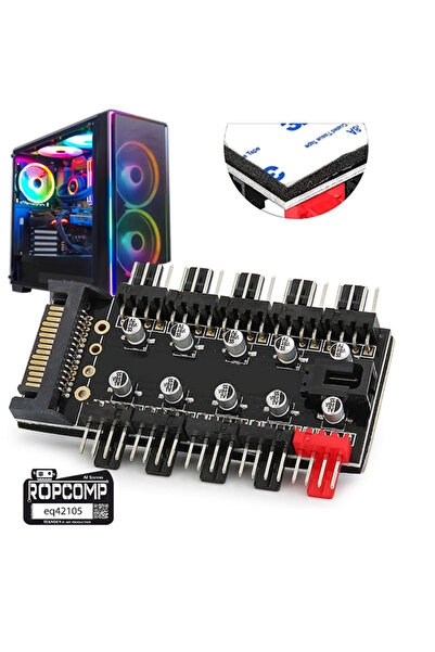 Ropcomp 10 Port Fan Power Hub SATA Güçlü PWM Switch Çoklayıcı