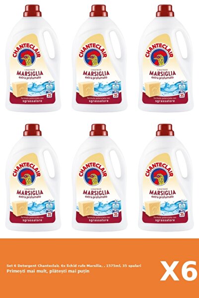 Chanteclair Set 6 Detergent Chanteclair, 6x lichid rufe Marsilia, , 1575ml, 3...