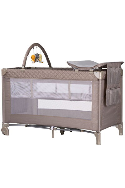 Chipolino Foldable crib with changing mattress Luna (tiramisu)
