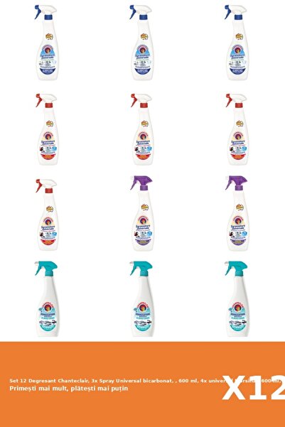 Chanteclair Set 12 Degresant Chanteclair, 3x Spray Universal bicarbonat, , 600 ml, 4x universal Marsilia , 600 m
