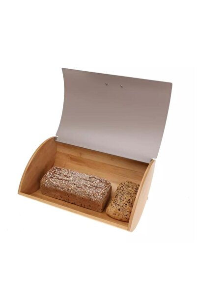 KASSEL Bread box, made of bamboo with steel lid, gray,