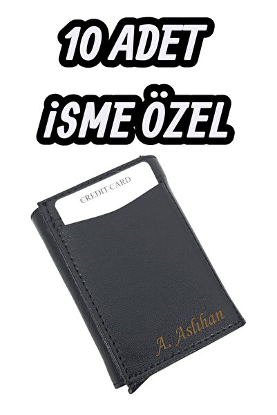 SürLaz Yılbaşı Hediyesi Özel Mekanizmalı Deri Kartlık Cüzdan 10 Adet İsme Öze...
