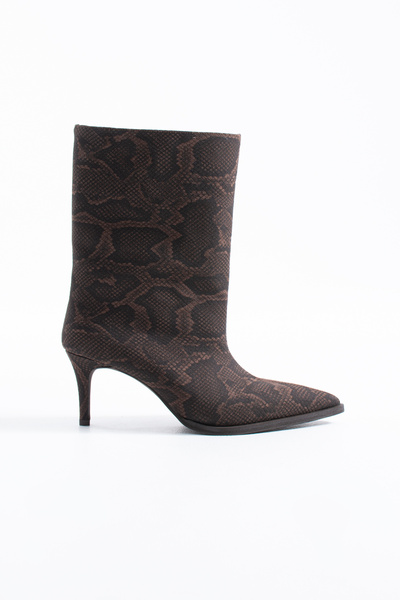 Siena Shoes حذاء كريستا نسائي بكعب يومي بني اللون على شكل ثعبان