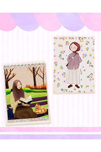 Fatofotofan مجموعة من دفترين للجيب بدون خطوط من سلسلة اللحظات الهادئة | دفتر ملاحظات حلزوني بتصميم الحجاب