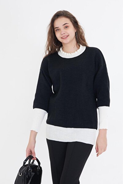 GÜMÜŞ COLLECTİONS Knitwear Soft Easy to Match Daily Premium Basic Crew Neck W...