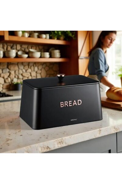 Kinghoff Brown bread box, metal, 35x23x21cm,