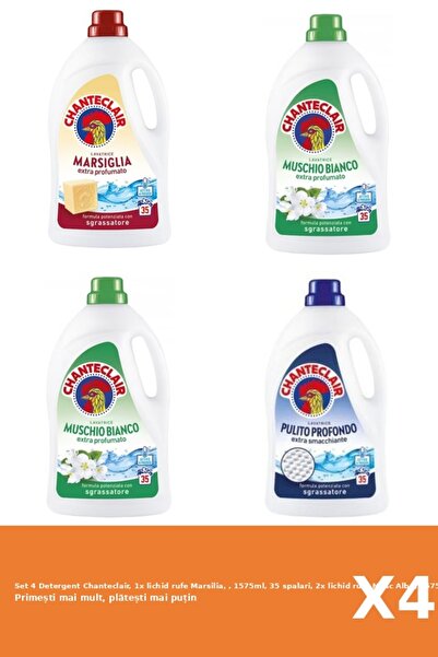 Chanteclair Set 4 Detergent Chanteclair, 1x lichid rufe Marsilia, , 1575ml, 3...