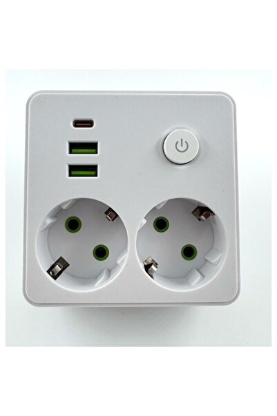 OEM Dual Schuko Socket Adapter with 2x USB-A + 1x USB-C, ON/OFF Button, 2500W, 20W PD