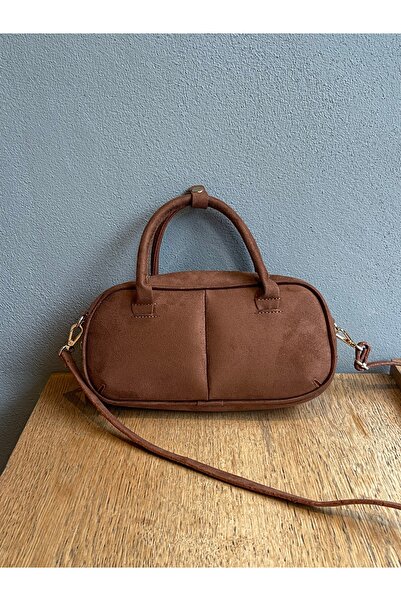 na nura collection Tan Women's Bowling Suede Hand and Shoulder Bag