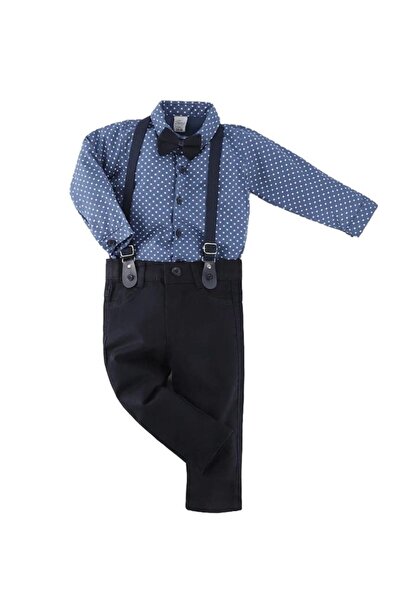 Bebeloji Baby Erkek Bebek Takım Gömlek Pantolon Papyon Askılı Şık Set (papyon...
