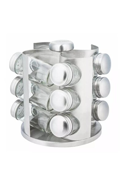 Kinghoff Set 12 recipiente pentru contimente, otel inoxidabil si sticla cu suport,