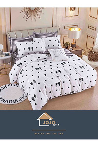 JOJO HOME Bedding set, fine cotton, 6 pieces, 230x240cm, Checks and bows