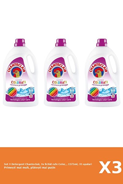 Chanteclair Set 3 Detergent Chanteclair, 3x lichid rufe Color, , 1575ml, 35 s...
