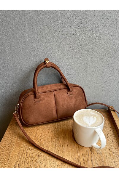 na nura collection Tan Women's Bowling Suede Hand and Shoulder Bag