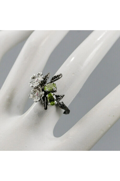 FashionBijoux Inel bijuterie din argint 925 cu peridot si zirconiu, 6.25