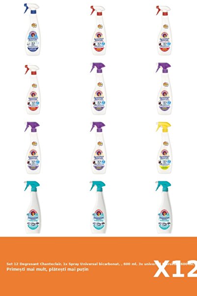 Chanteclair Set 12 Degresant Chanteclair, 1x Spray Universal bicarbonat, , 600 ml, 3x universal Marsilia , 600 m
