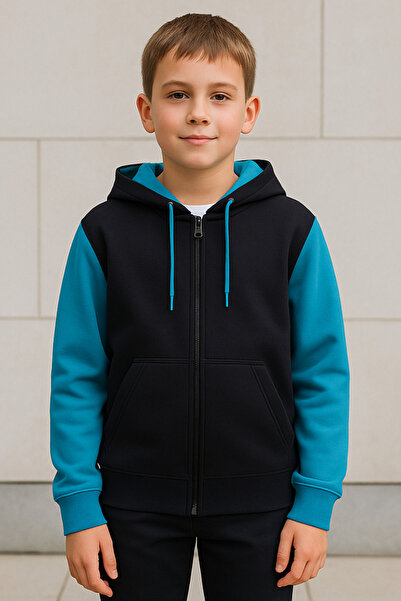 OEM Παιδικό Unisex - Τυρκουάζ Φούτερ με Κουκούλα