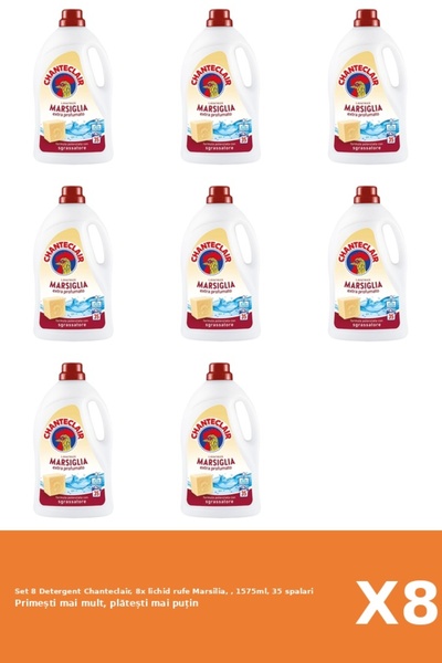 Chanteclair Set 8 Detergent Chanteclair, 8x lichid rufe Marsilia, , 1575ml, 35 spalari