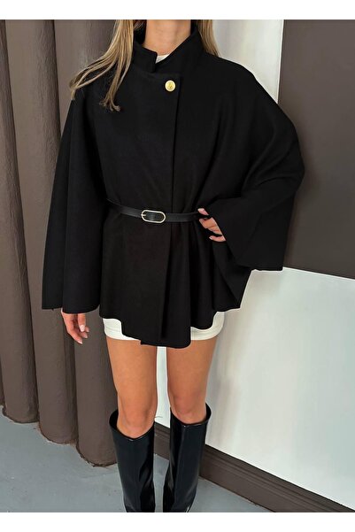 Ekim Store سترة بانشو بحزام وأزرار