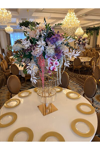 OEM 5-tier gold crystal vases