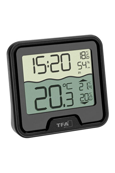 TFA MARBELLA digital room thermometer & hygrometer with wireless pool sensor, black (TFA 30.3066.01)