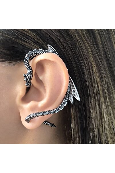 Viking Ear Cuff Dragon Design Nail Model S+ Quality 316L Stainless & Non-Tarnish Steel Earring Single Piece