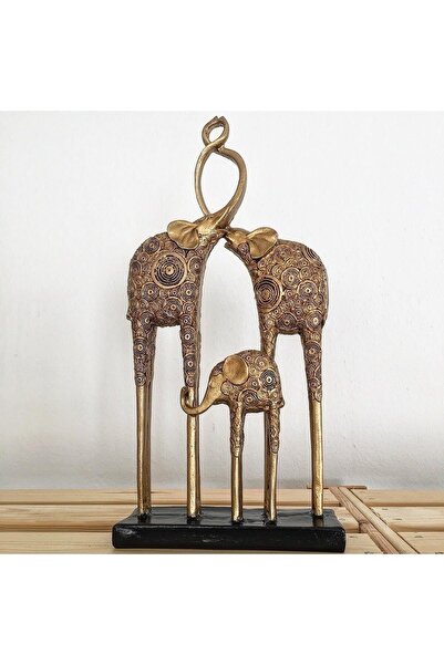 Hanlar Home Dekoratif Fil Ailesi Biblo 36x18x6 Cm