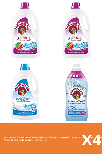 Chanteclair Set 4 Mixt: 2x Detergent lichid de rufe Color, Chanteclair, 1575m...