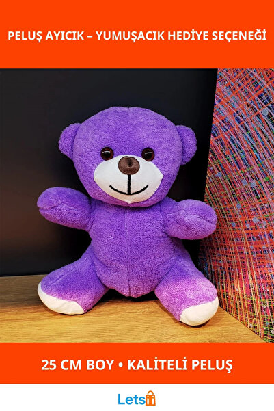 Letsii دمية دب قطيفة ناعمة باللون الأرجواني مقاس 25 سم هدية لطيفة