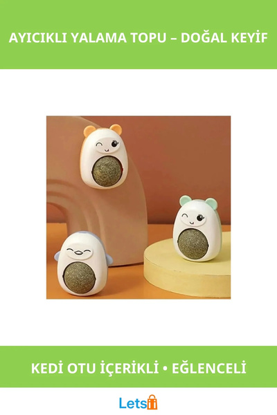 Letsii كرة لعق القطط على شكل دمية دب، لعبة ممتعة للقطط