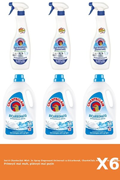 Chanteclair Set 6 Mixt: 3x Spray Degresant Universal cu bicarbonat, ChanteCla...