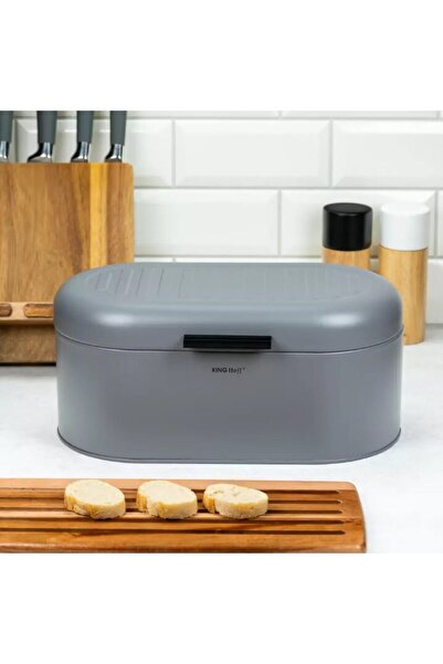 Kinghoff Bread box, steel, 34 x 20 x 15.5 cm, gray,