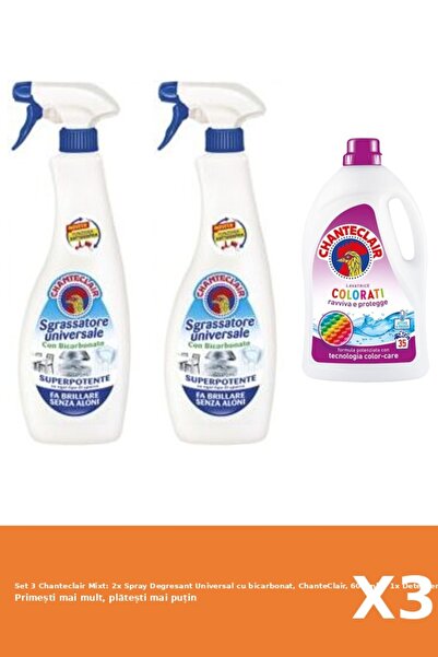 Chanteclair Set 3 Mixt: 2x Spray Degresant Universal cu bicarbonat, ChanteCla...