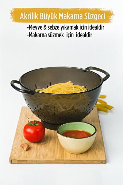 Mustran مصفاة المعكرونة المدخنة من الأكريليك ومصفاة الفواكه النباتية