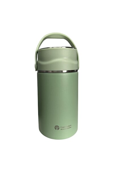 OEM Food thermos, 1L capacity with 2 compartments, bowl-lid with handle and foldable spoon, green