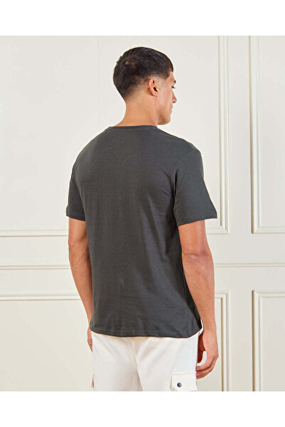 REDTAG Men Charcoal Printed T-Shirt