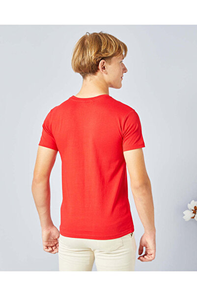 REDTAG Senior Boys Red Printed T-Shirt