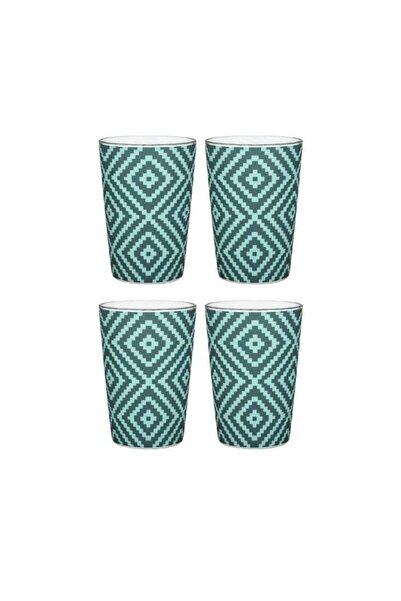 Generic Bamboo Fiber Cups Set of 4 – Blue Patterned Drinking Glasses