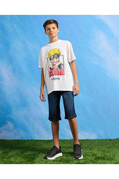REDTAG تي شيرت أبيض مطبوع عليه ناروتو للأولاد الكبار
