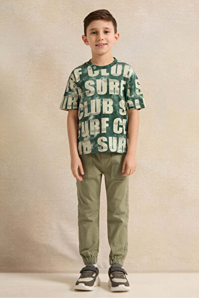 REDTAG Boys Green Printed T-Shirt