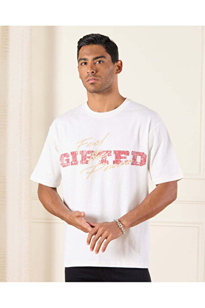 REDTAG Men White Printed T-Shirt