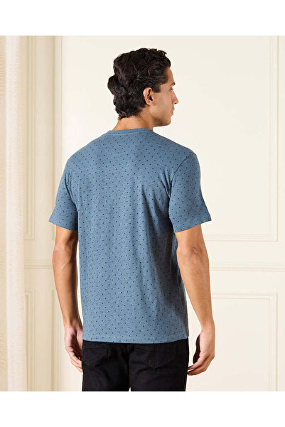 REDTAG Men Blue Graphic T-Shirt