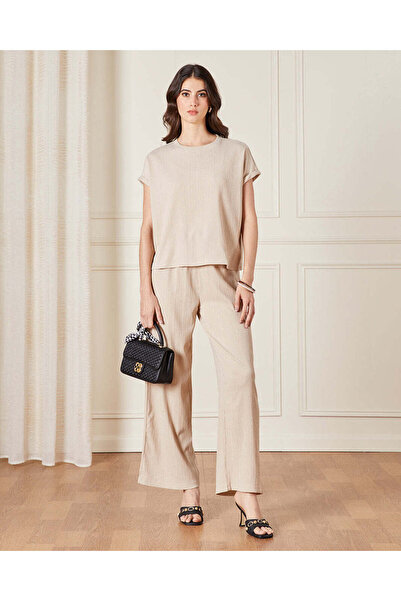 REDTAG Women Beige Plain T-Shirt