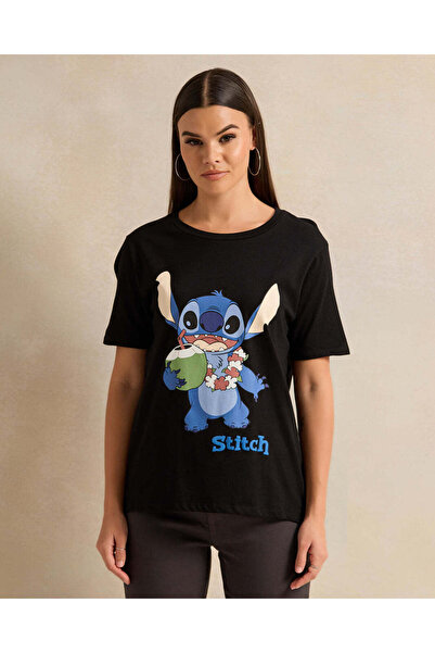 REDTAG Women Black Printed T-Shirt