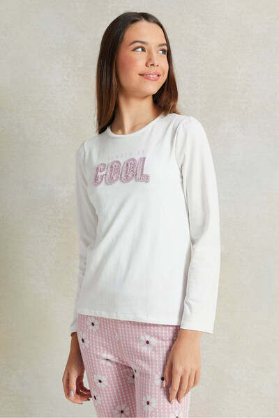 REDTAG Senior Girls White Embroidered Long Sleeve T-shirt