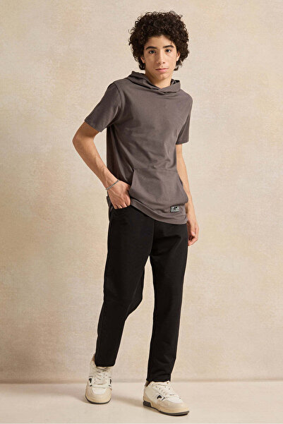 REDTAG Senior Boys Grey Hooded T-Shirt