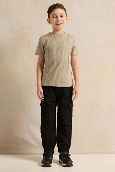 REDTAG Boys Ecru Jacquard T-Shirt