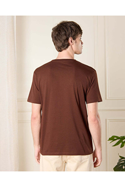 REDTAG Men Brown Solid T-Shirt