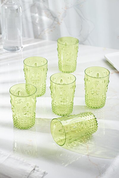 Mustran Acrylic Green 6-Piece Short Cup & Water Soft Drink Coffee Side Cup 400 ml (Not Glass)