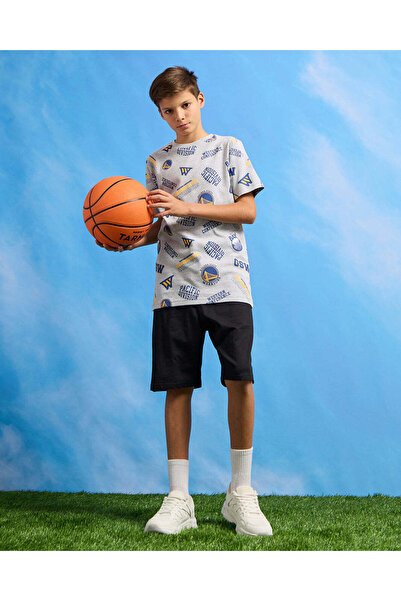 REDTAG Senior Boys Grey Printed Over Size T-Shirt